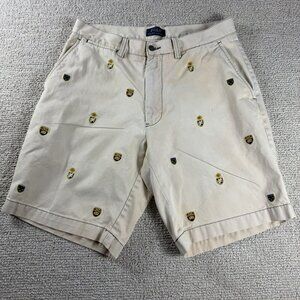 Polo Ralph Lauren Embroidered Shield Distressed Shorts Beige Men’s Size 32 x 9